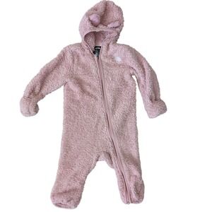 The North Face Baby Pink Bear Ear Fleece Bunting One Piece Suit 6-12M Ski Snow